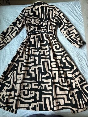 NWT African Inspired Abstract Print Trench Coat Belted Statement Coat